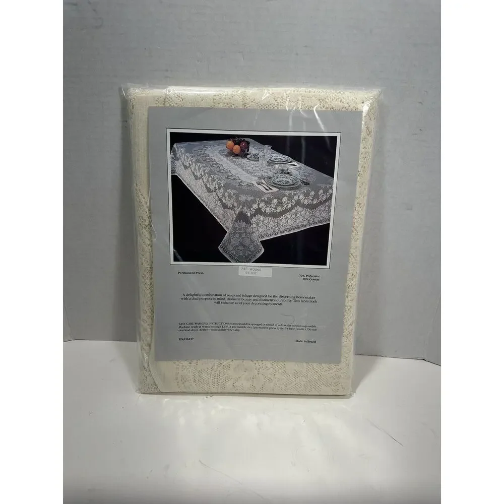 Vintage Lace 70” Round Permanent‎ Press Tablecloth RN: 16237 NEW Beautiful